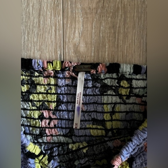 Free People Womens Ariana Floral Puff Sleeve Crop Blouse Retro Combo Size Medium - Picture 7 of 10